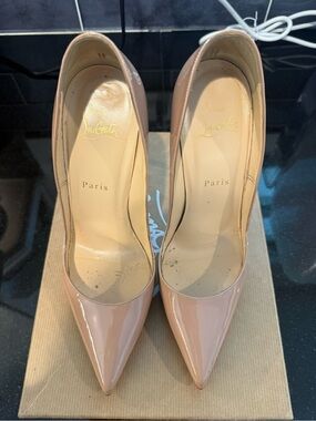 Christian Louboutin Nude Patent Pointed Toe Pumps